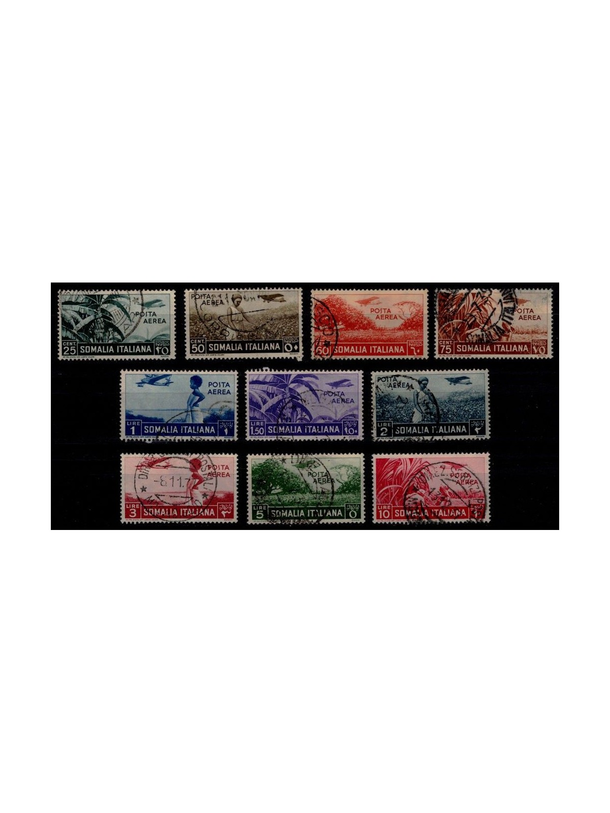 SOMALIA ITALIANA 1936 Serie Pittorica (posta aerea) 10v us