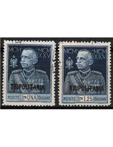 TRIPOLITANIA 1925-26 Giubileo del Re dent. 13½ 2v us