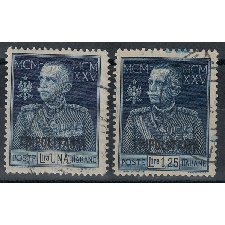 COLONIE TRIPOLITANIA 1925-26 Giubileo del Re dent. 13½ 2v us