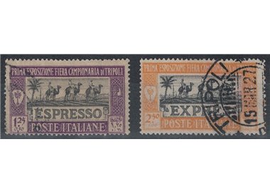 TRIPOLITANIA 1927 1ª Fiera di Tripoli, espressi 2v us