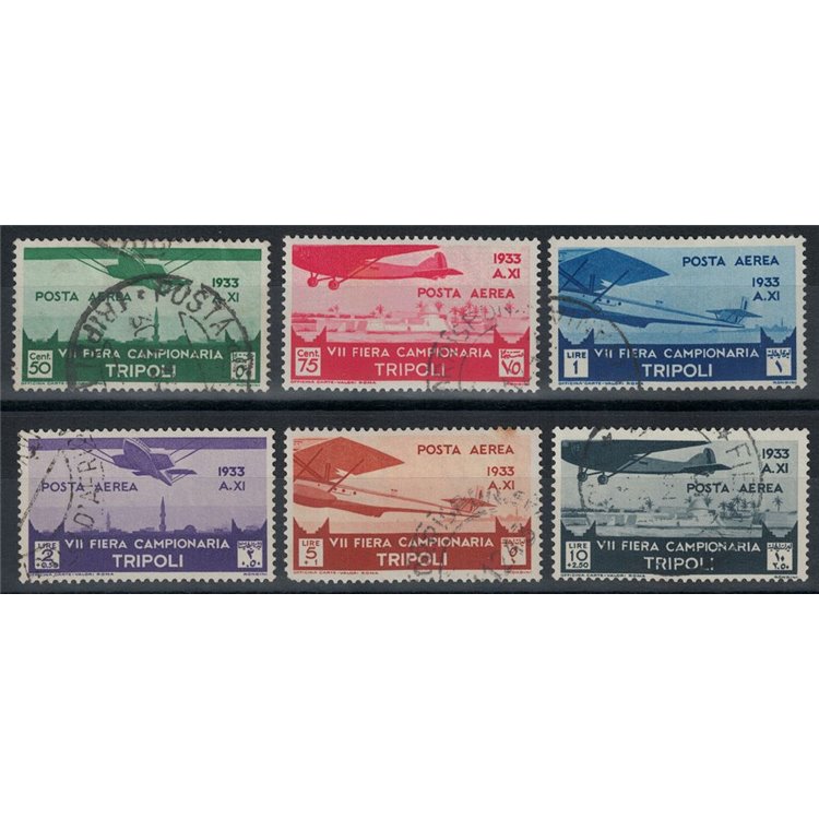 COLONIE TRIPOLITANIA 1933 7ª Fiera di Tripoli (posta aerea) 6v us