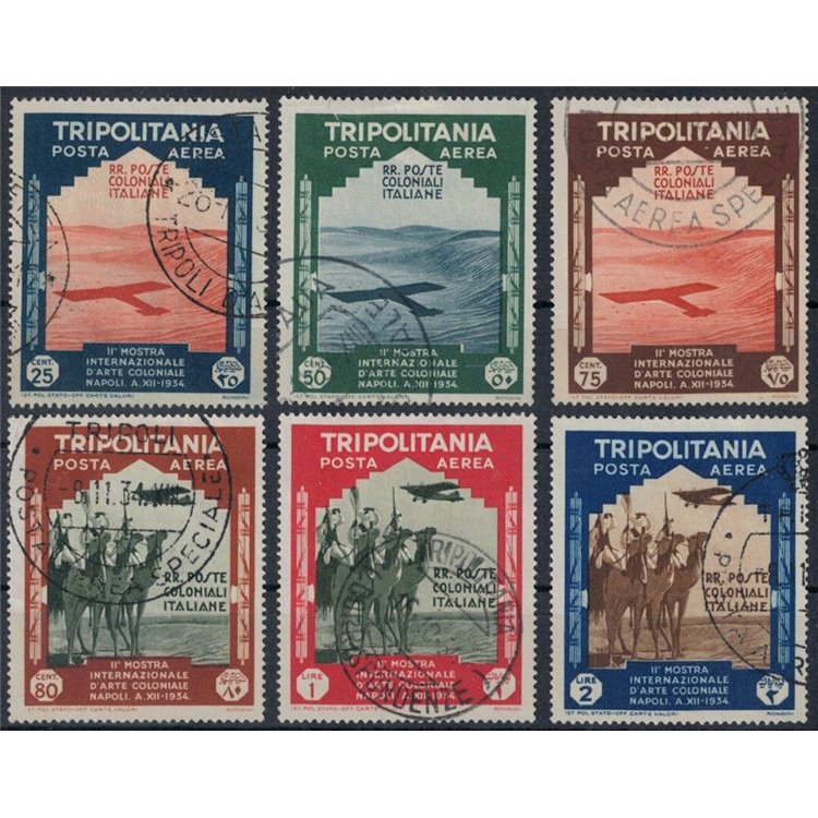 TRIPOLITANIA 1934 Colonial Art Exhibition (airmail) 6v us