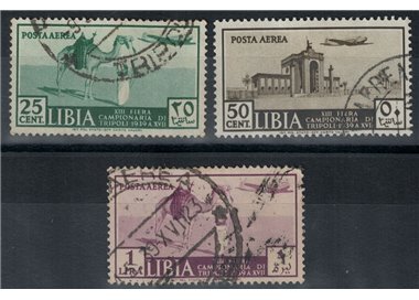 TRIPOLITANIA 1939 13ª Fiera di Tripoli (posta aerea) 3v us