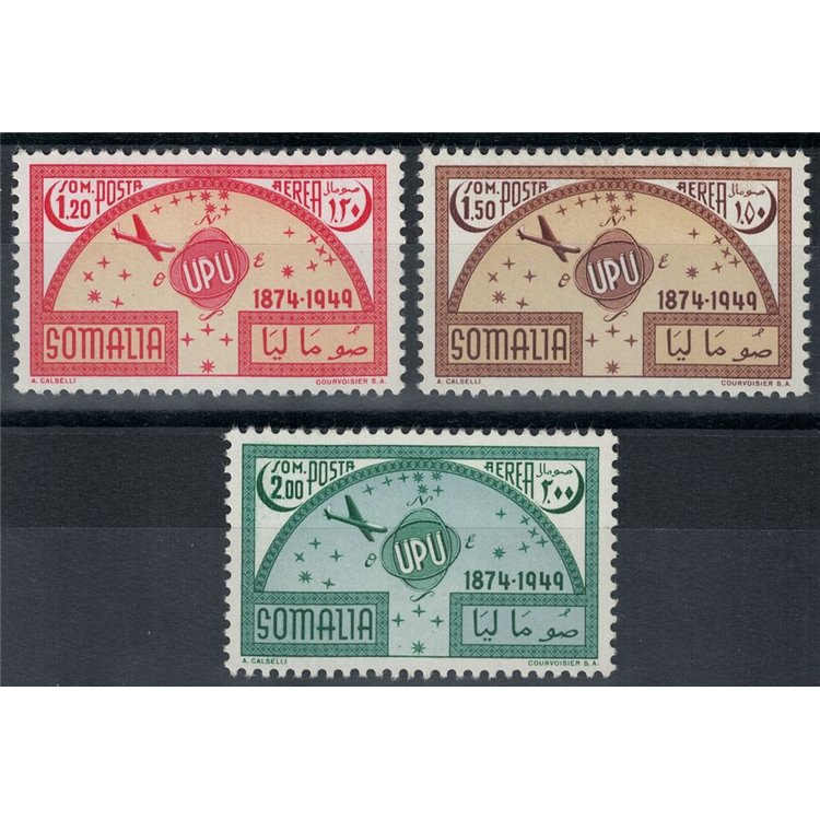 SOMALIA AFIS 1953 75th anniversary of the UPU 3v MNH**