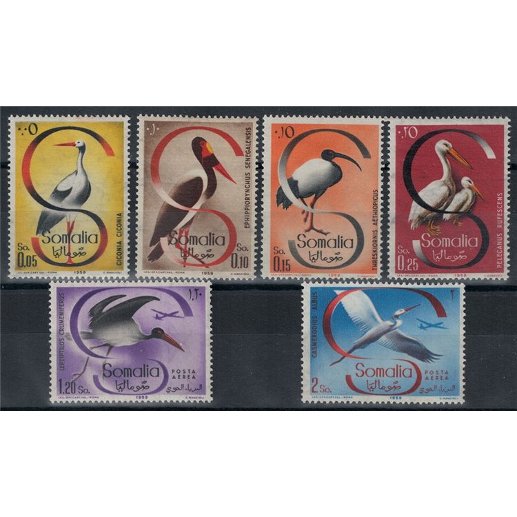 SOMALIA AFIS 1959 Birds 6v MNH**