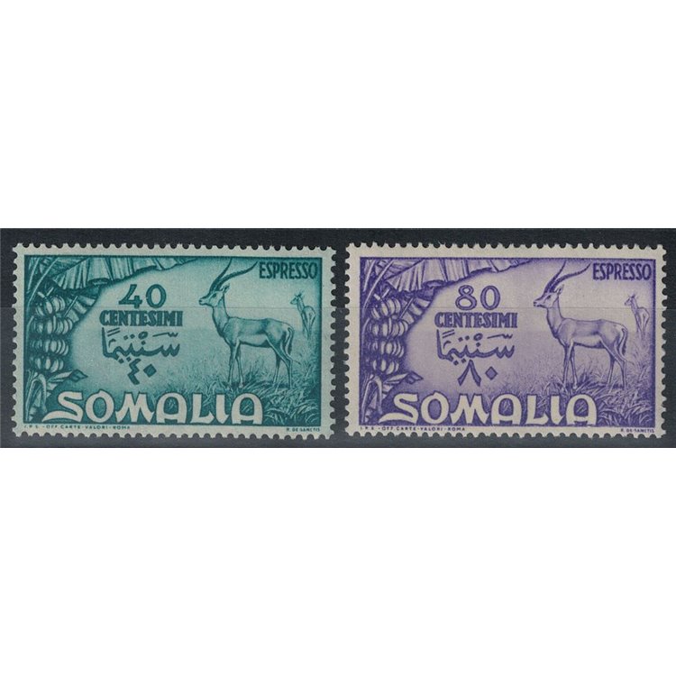 SOMALIA AFIS 1950 Serie Pittorica, espressi 2v MH*