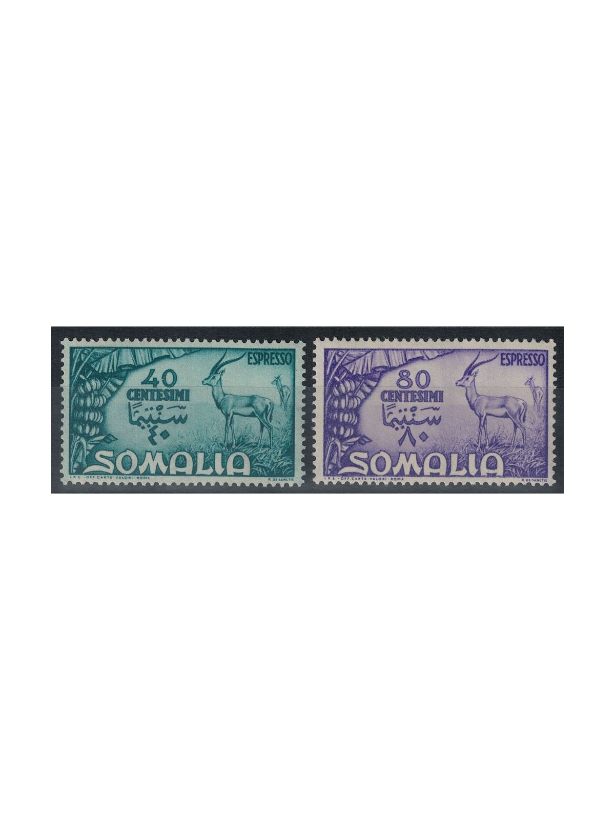 SOMALIA AFIS 1950 Serie Pittorica, espressi 2v MH*