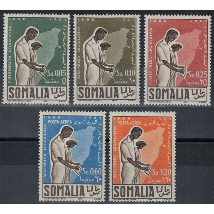 SOMALIA AFIS 1956 Prima Assemblea Legislativa Somala 5v MH*