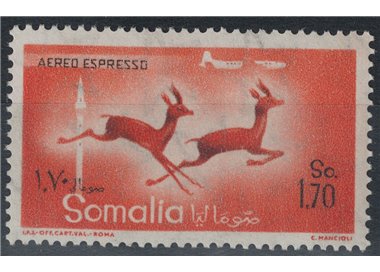 SOMALIA AFIS 1958 Animali, aereo espresso MH*