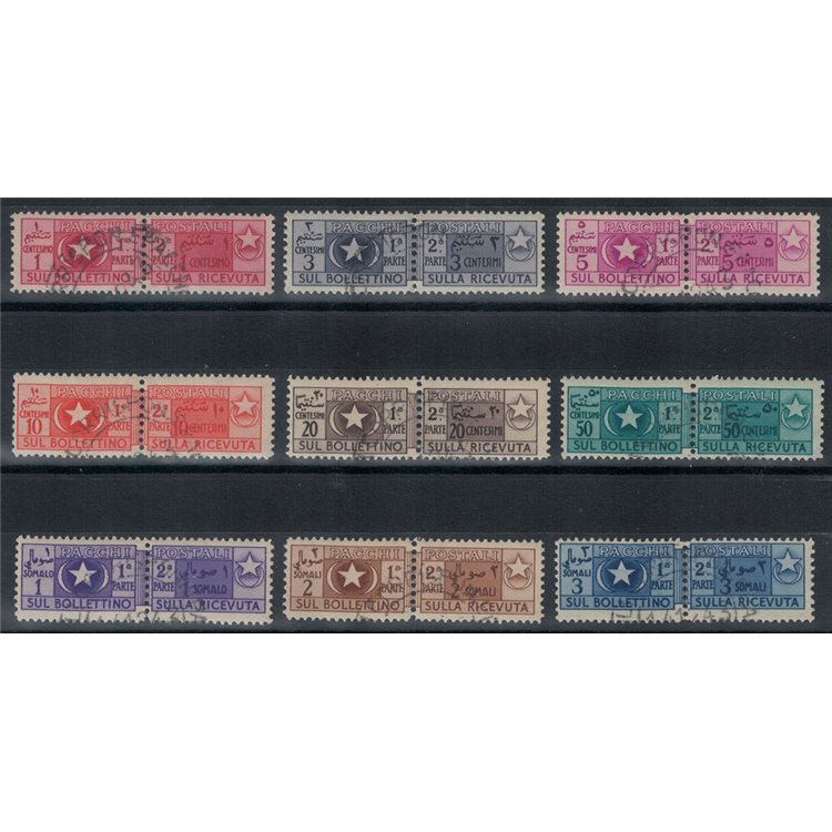 SOMALIA AFIS 1950 Pacchi postali 9v us