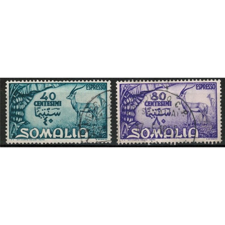 SOMALIA AFIS 1950 Serie Pittorica, espressi 2v us