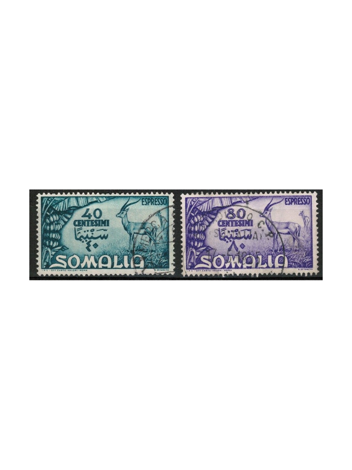 SOMALIA AFIS 1950 Serie Pittorica, espressi 2v us