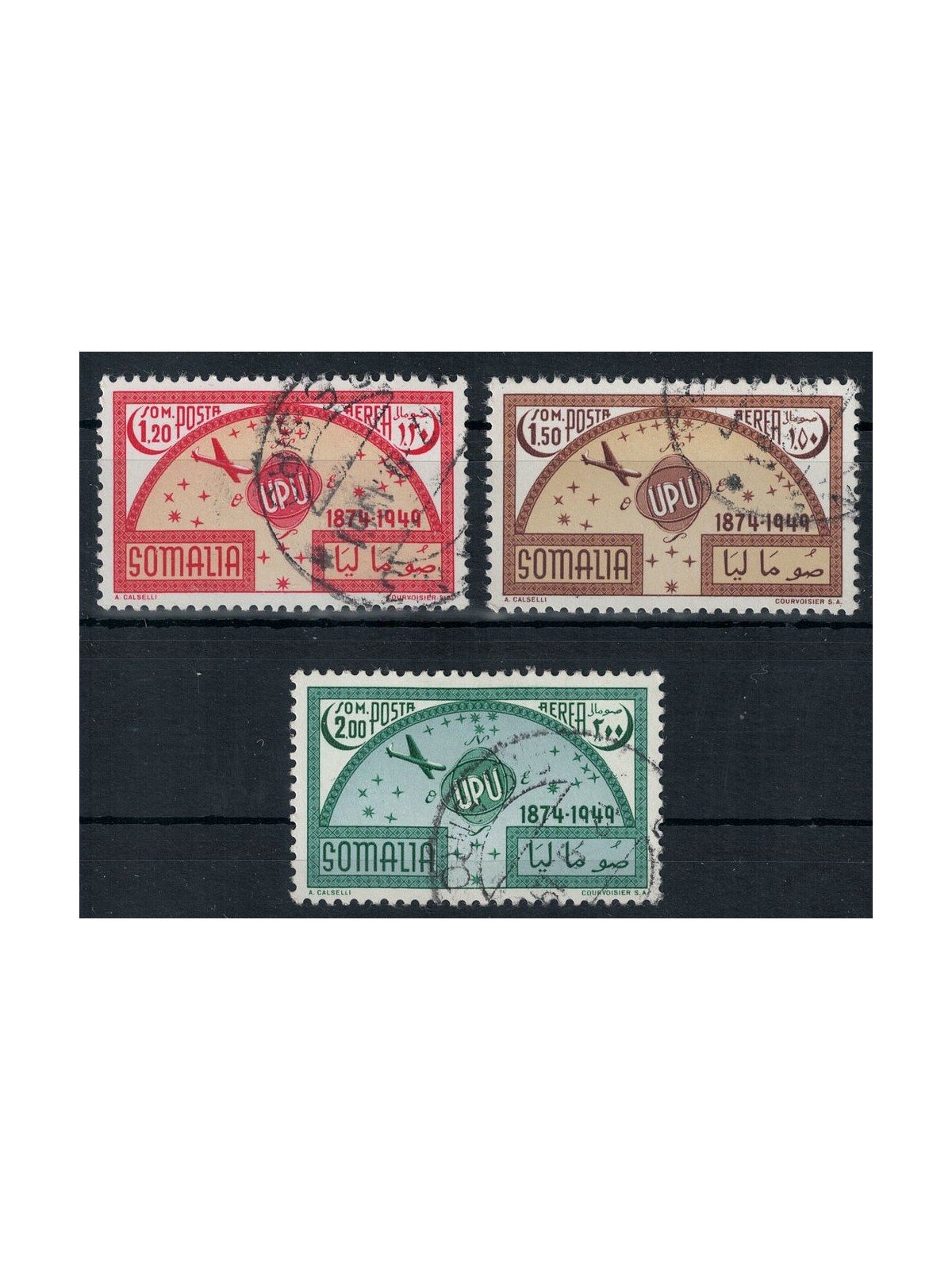 SOMALIA AFIS 1953 75th anniversary of the UPU 3v us