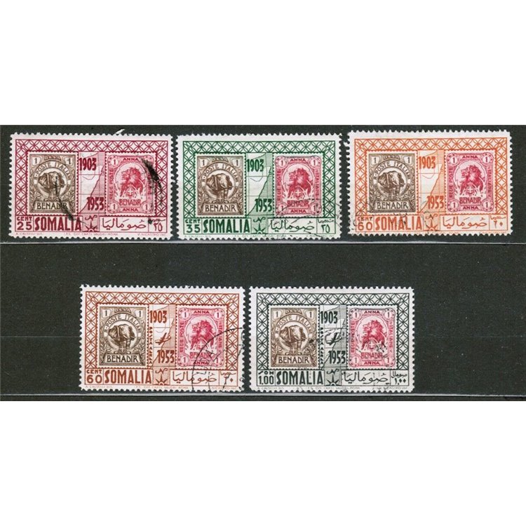 SOMALIA AFIS 1953 Cinquantenario dei francobolli di Somalia 5v us