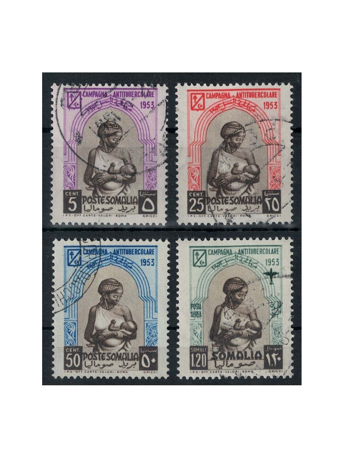 SOMALIA AFIS 1953 First Anti-Tuberculosis Campaign 4v us