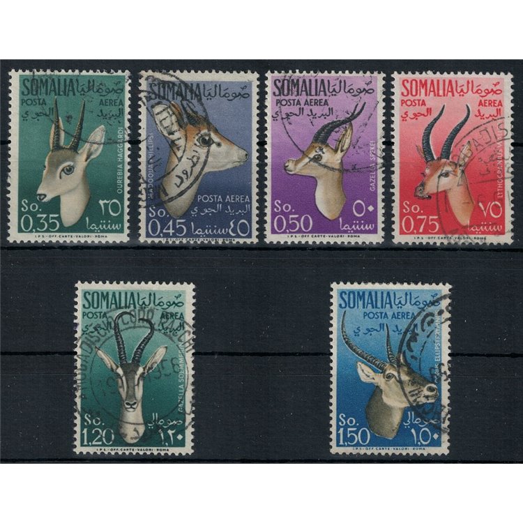 SOMALIA AFIS 1955 Posta aerea, animali 6v us