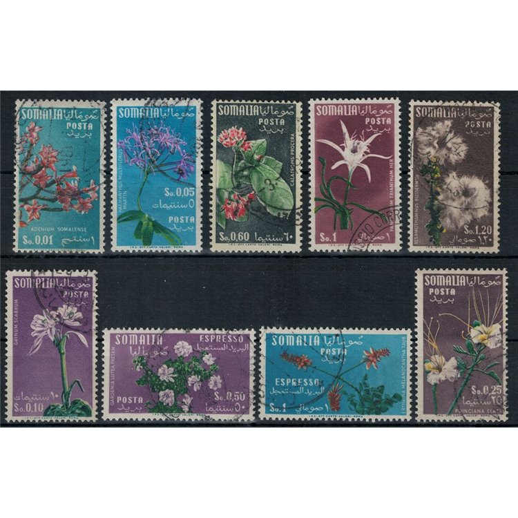 SOMALIA AFIS 1955 Serie ordinaria, fiori 9v us