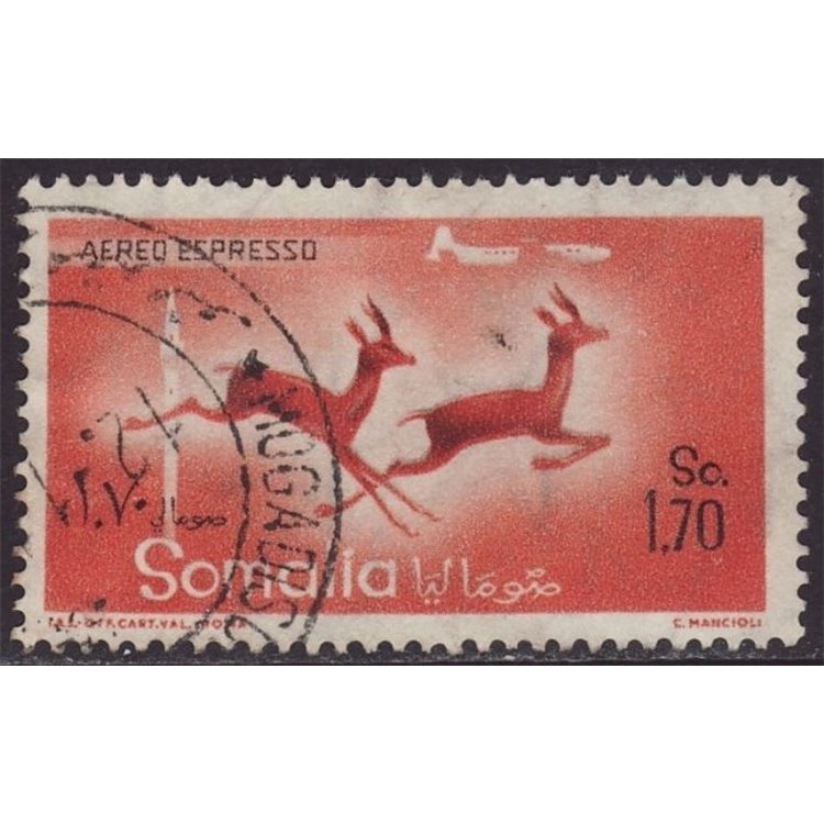 SOMALIA AFIS 1958 Animals, US express plane