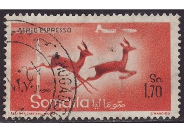 SOMALIA AFIS 1958 Animali, aereo espresso us