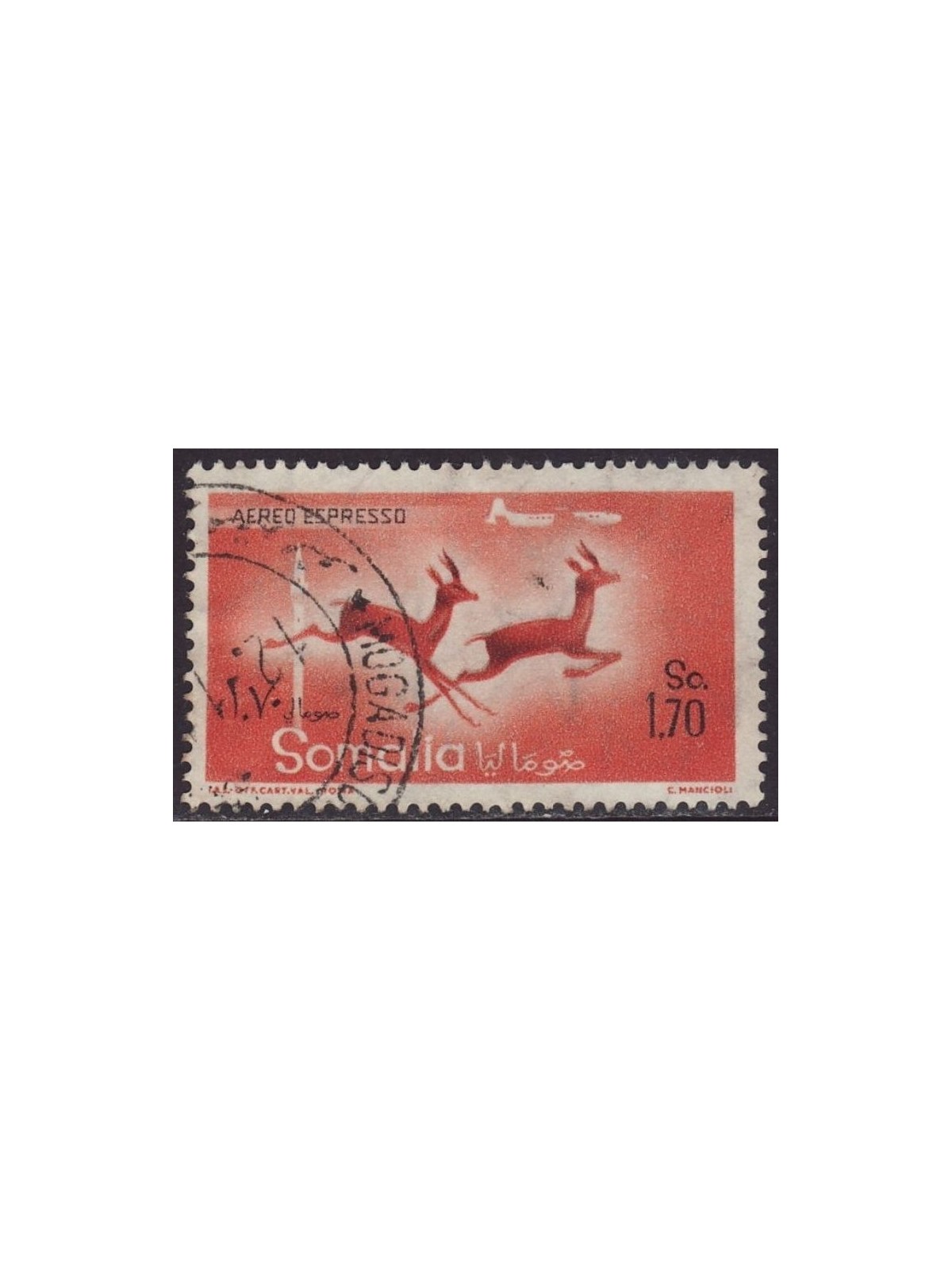 SOMALIA AFIS 1958 Animals, US express plane