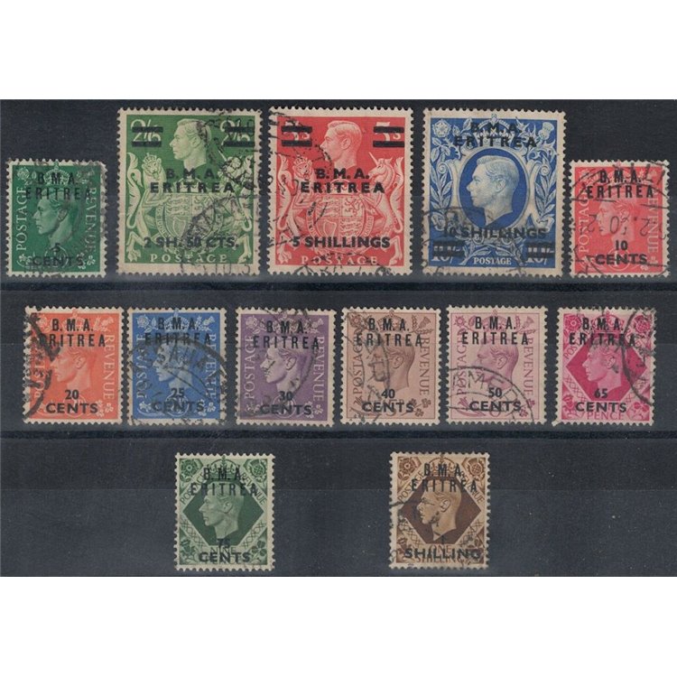 ERITREA (OCC. INGLESE) 1948-49 Soprastampati B.M.A. 13v us