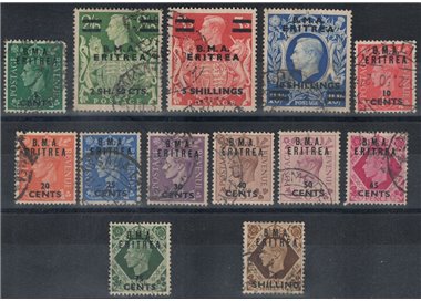 ERITREA (BRITISH WEST) 1948-49 Overprinted BMA 13v us