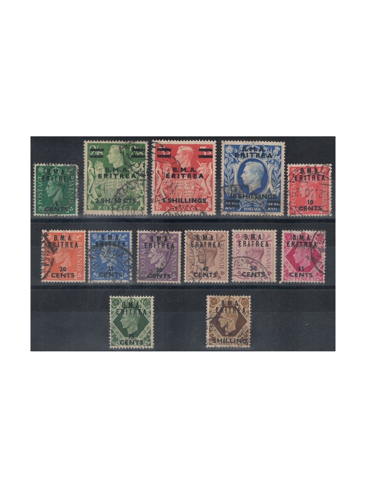 ERITREA (OCC. INGLESE) 1948-49 Soprastampati B.M.A. 13v us