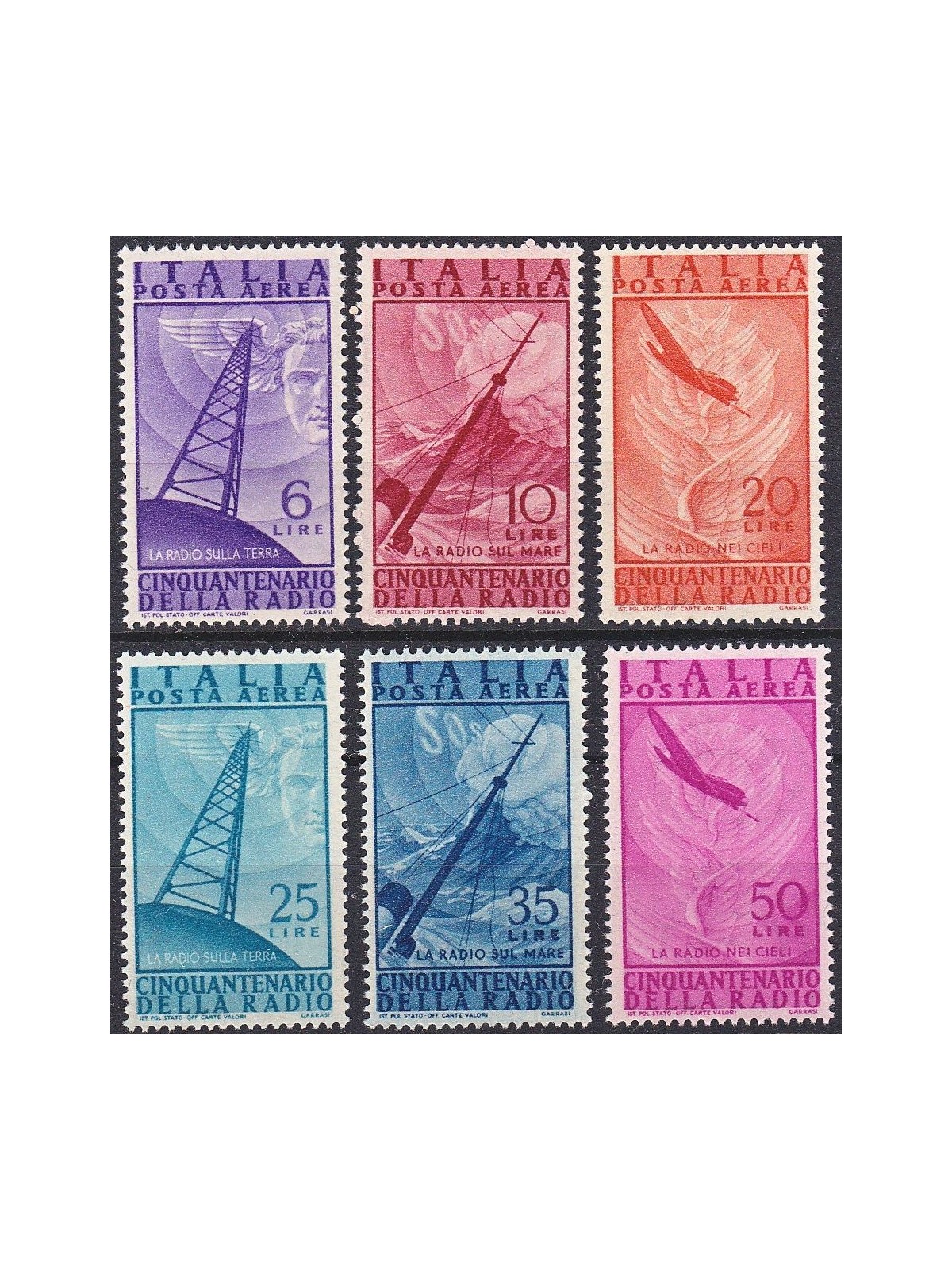 ITALIA 1947 Radio (posta aerea) 6v MH*