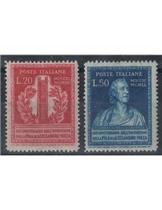 ITALIA 1949 Pila elettrica di Volta 2v MH*