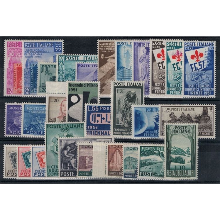 ITALY 1951 Complete Year 29v MH*