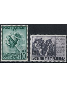 ITALIA 1951 Censimento 2v MH*
