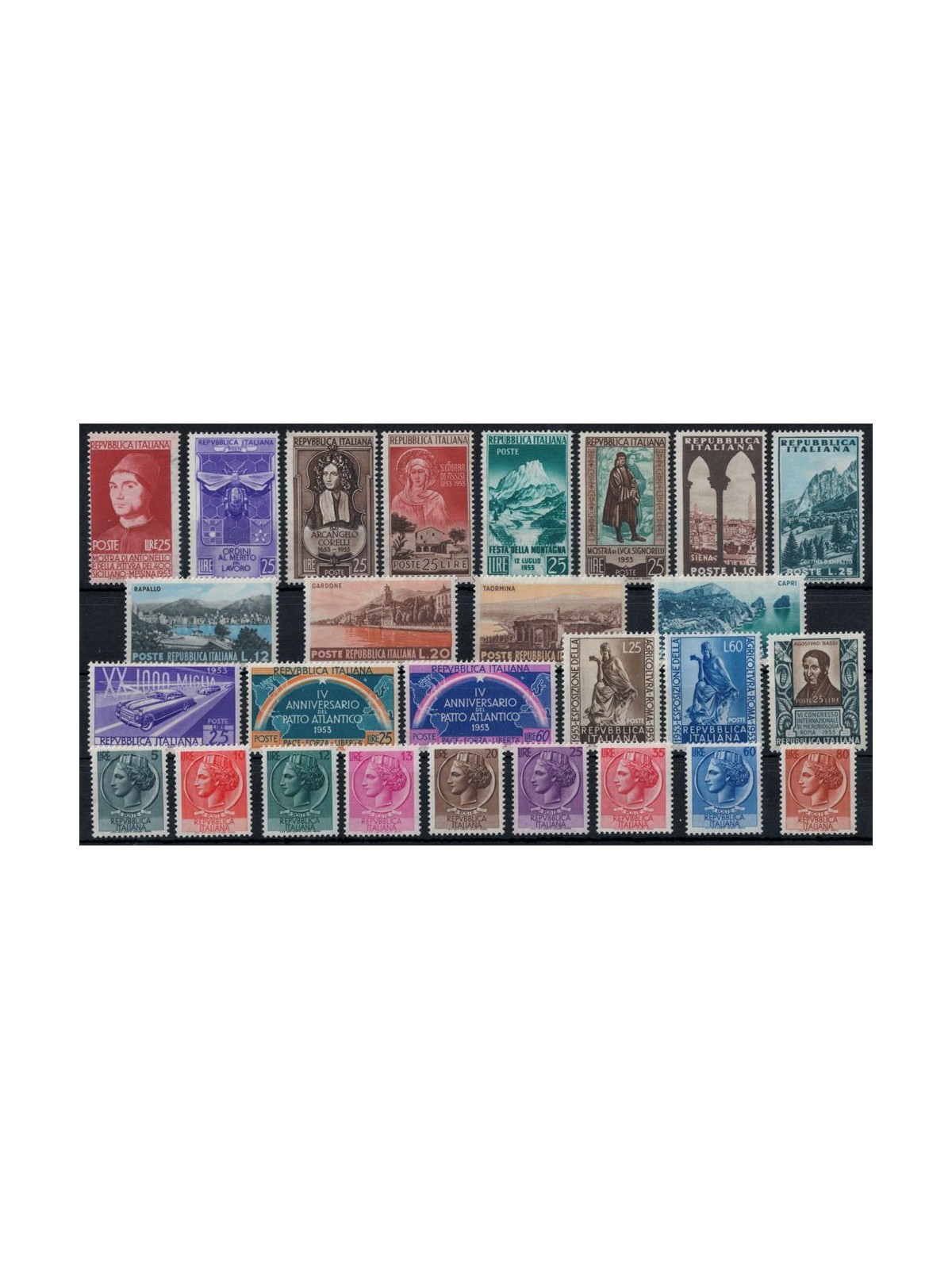 ITALY 1953 Complete Year 27v MH*