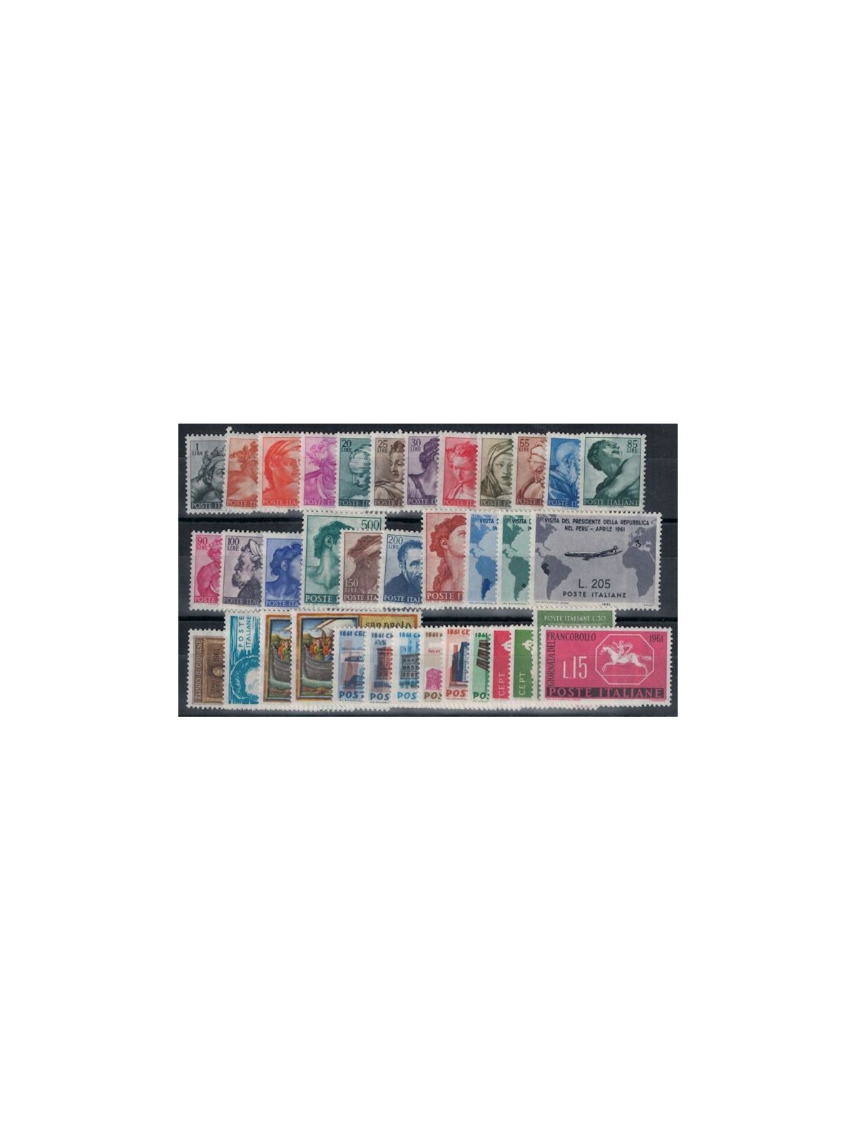 ITALIA 1961 Annata Completa no Gronchi Rosa 36v MH*