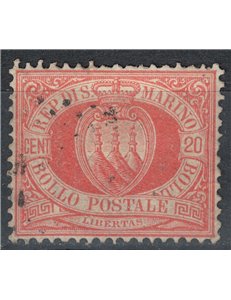 SAN MARINO 1877-90 20c rosso us