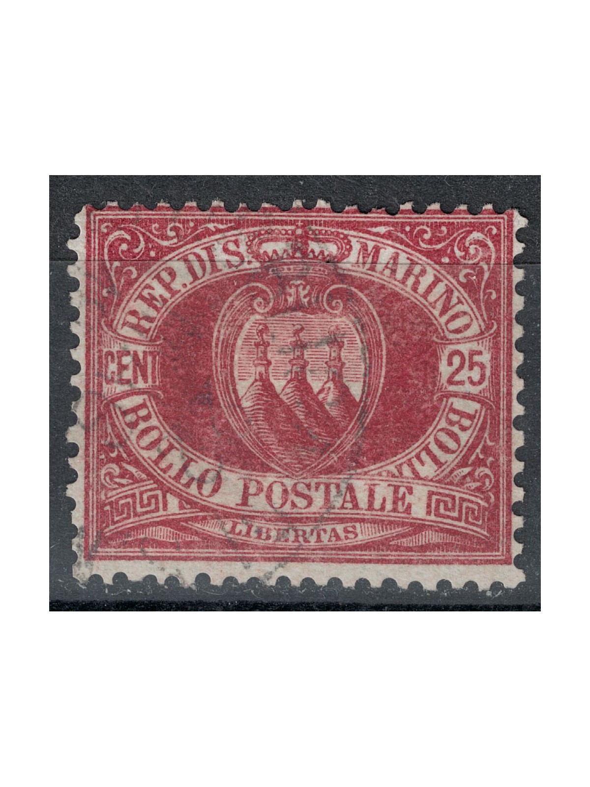 SAN MARINO 1877-90 25c brown lacquer us