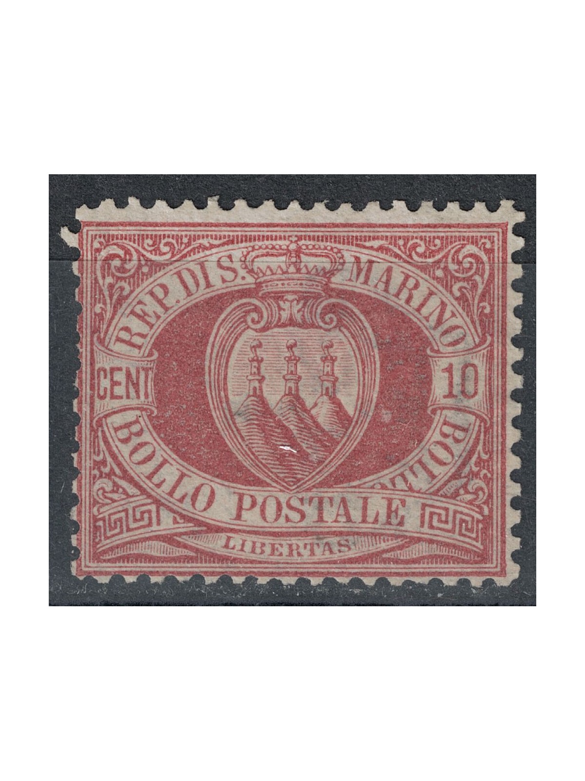 SAN MARINO 1894-99 10c rosso bruno cupo us