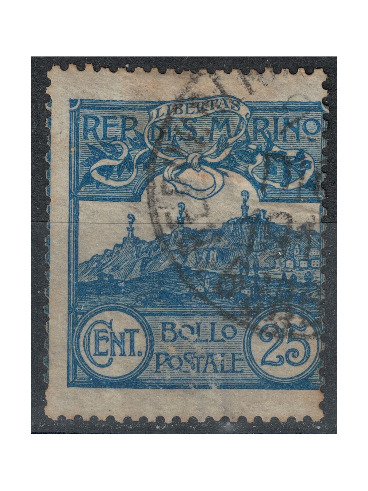 SAN MARINO 1903 25c blue us