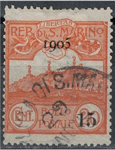 SAN MARINO 1905 View of San Marino overprinted us