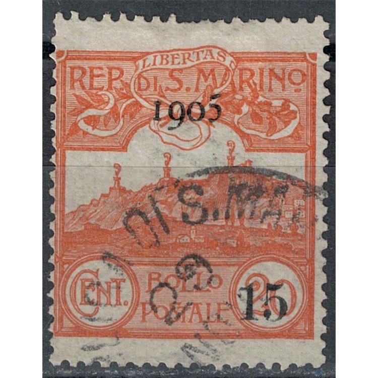 SAN MARINO 1905 View of San Marino overprinted us