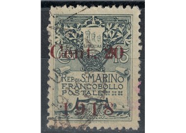 SAN MARINO 1918 20c su 15c ardesia us