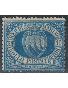SAN MARINO 1877-90 10c blue MH* ©