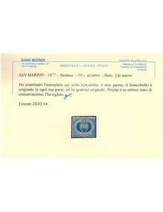 SAN MARINO 1877-90 10c azzurro MH* ©