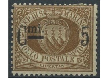 SAN MARINO 1892 5c on 30c brown MH*