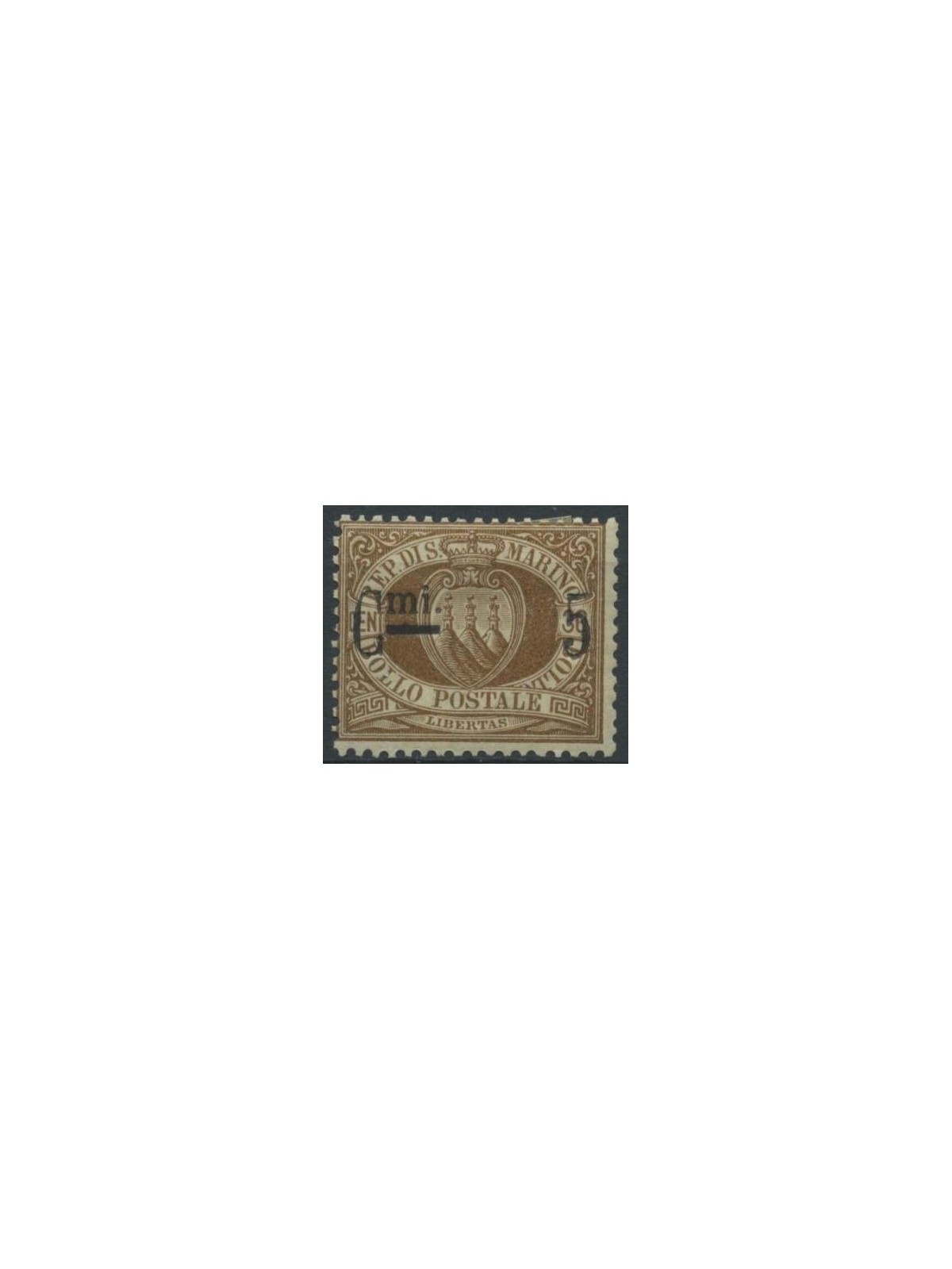 SAN MARINO 1892 5c su 30c bruno MH*
