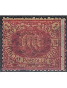 SAN MARINO 1892-94 1£ rosso su giallo MH* ©