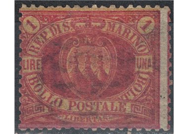 SAN MARINO 1892-94 1£ rosso su giallo MH* ©