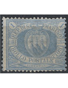 SAN MARINO 1894-99 1£ blue grey MH* ©