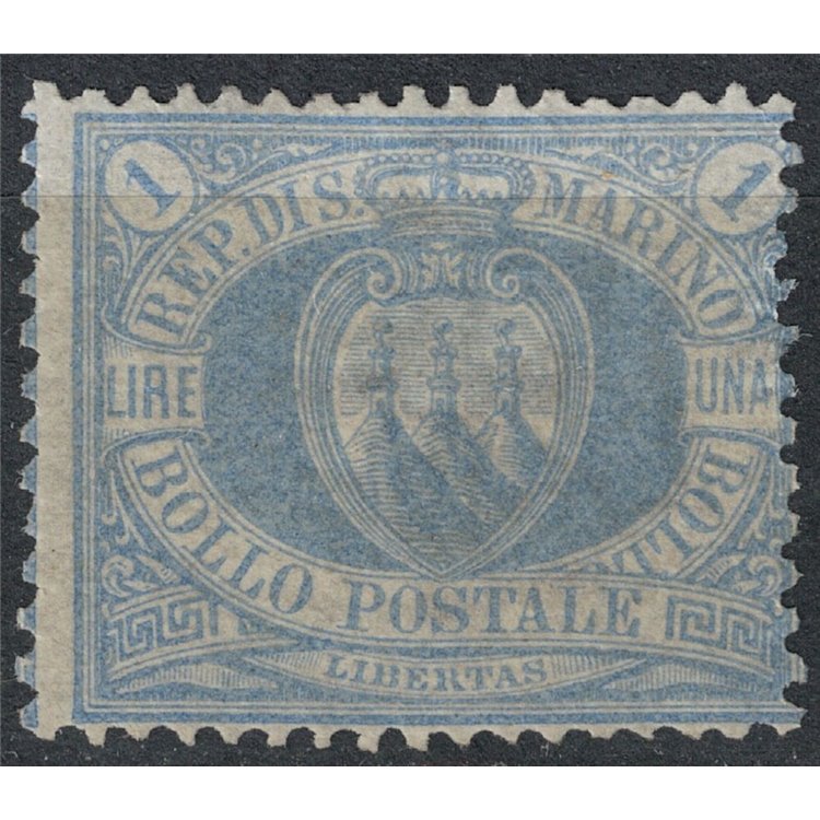 SAN MARINO 1894-99 1£ azzurro grigio MH* ©