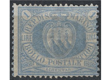 SAN MARINO 1894-99 1£ azzurro grigio MH* ©