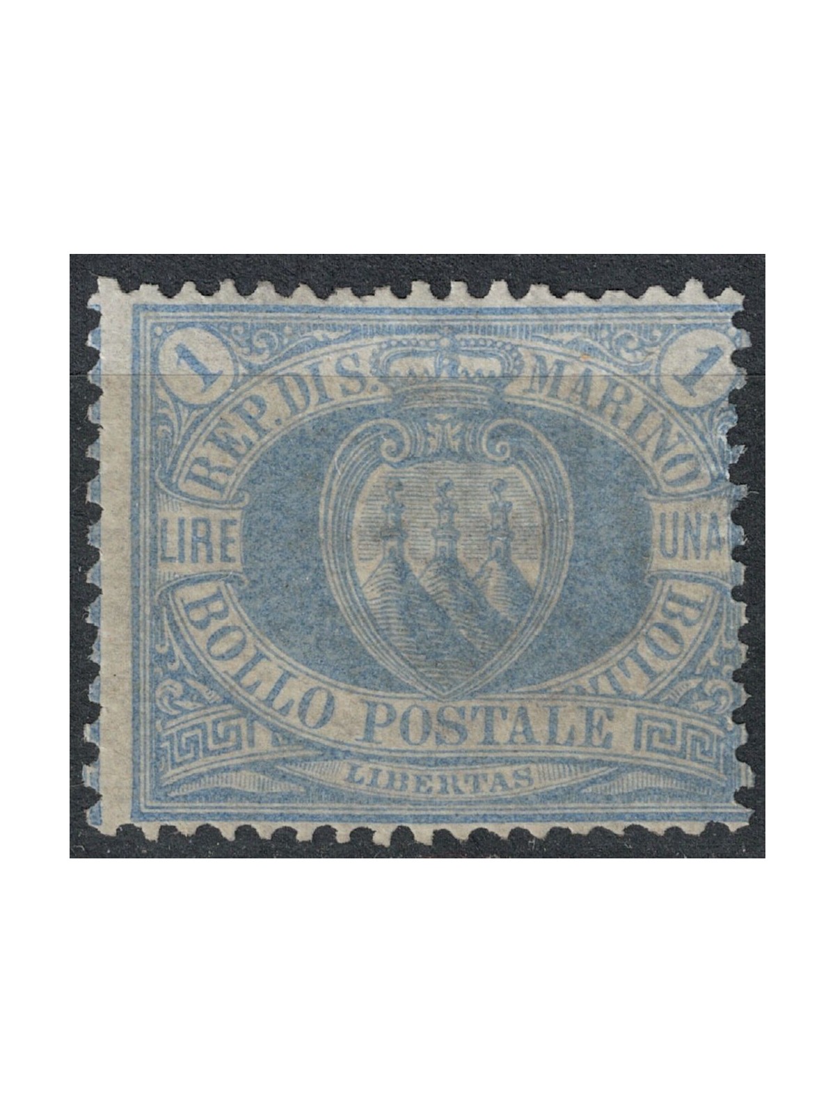 SAN MARINO 1894-99 1£ azzurro grigio MH* ©